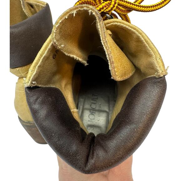 Shoe Cult Nasty Gal Lace Up Boots Womens 6 Tan Block Heel Logger Packer Grunge - Picture 10 of 12